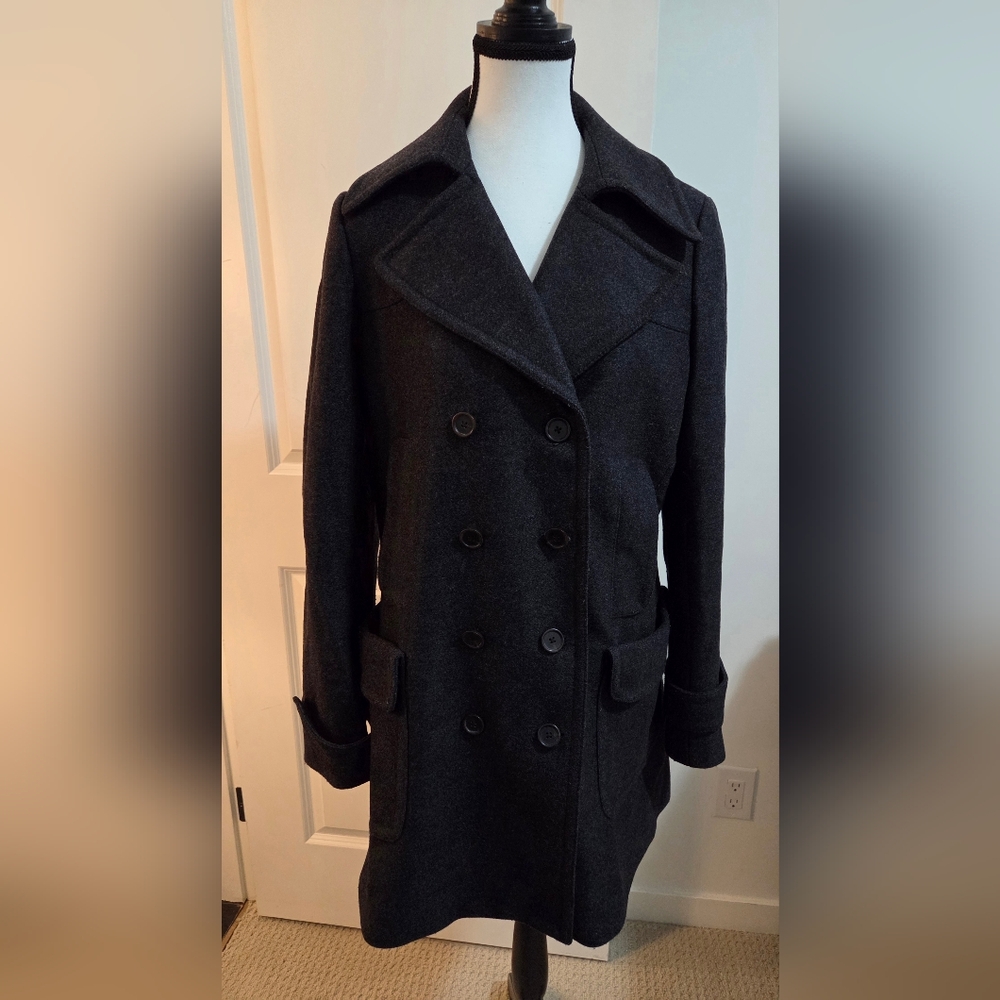 Banana Republic Charcoal Coat Double Breasted Pea Coat
